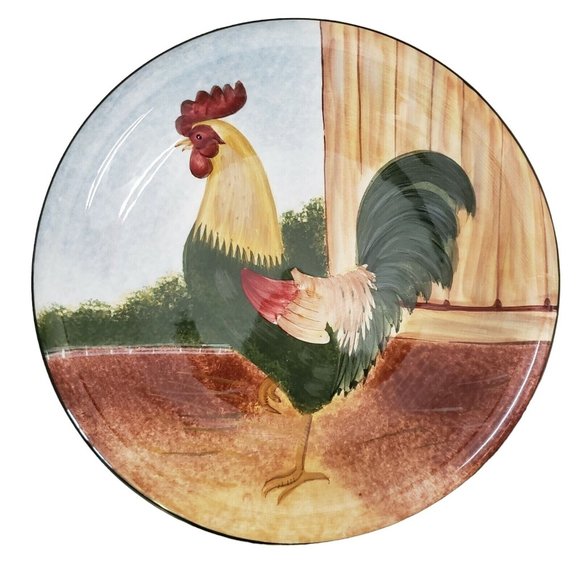 David Carter Brown Set of 2 On The Farm 8 Inch Rooster/Hen Plates-Sakura - Picture 4 of 7